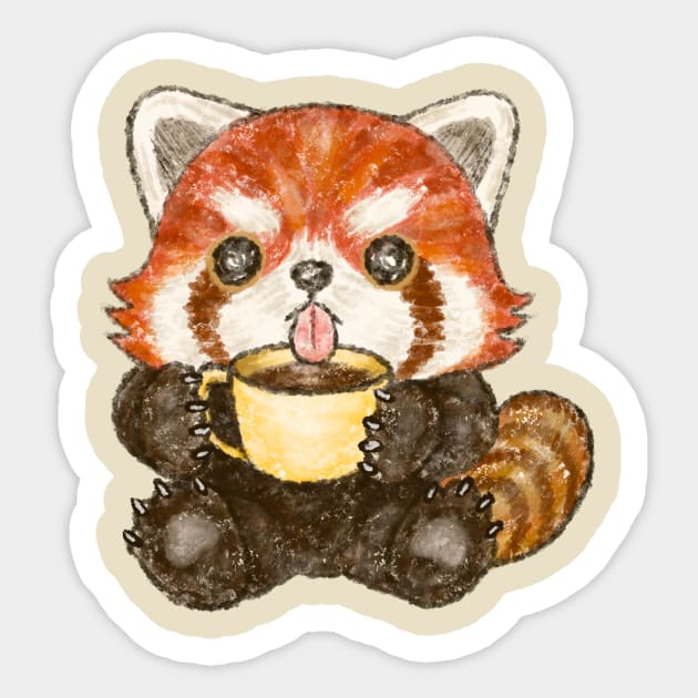 Red panda coffee time Sticker by sanogawa